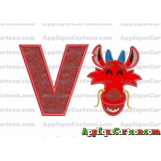 Mushu Emoji Applique Embroidery Design With Alphabet V