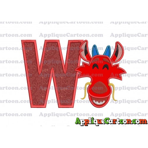 Mushu Emoji Applique Embroidery Design With Alphabet W
