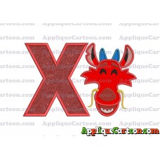 Mushu Emoji Applique Embroidery Design With Alphabet X