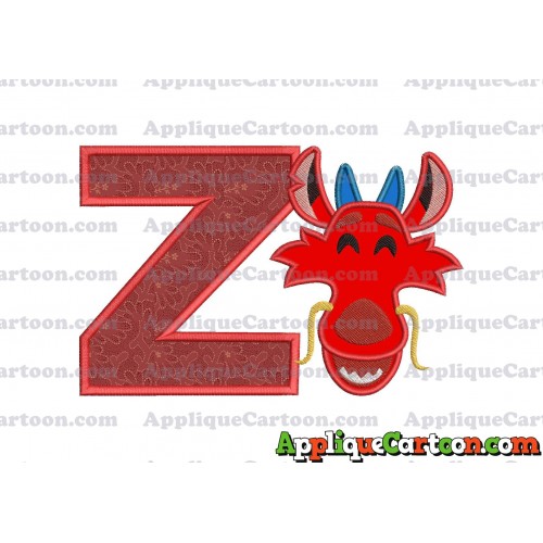 Mushu Emoji Applique Embroidery Design With Alphabet Z