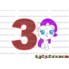 My Little Pony Applique Embroidery Design Birthday Number 3
