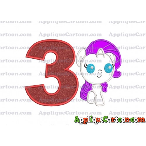My Little Pony Applique Embroidery Design Birthday Number 3