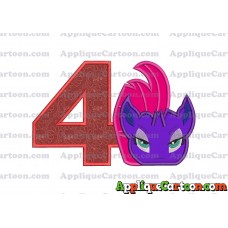 My Little Pony Head Applique Embroidery Design Birthday Number 4