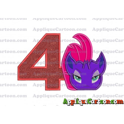 My Little Pony Head Applique Embroidery Design Birthday Number 4