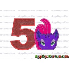 My Little Pony Head Applique Embroidery Design Birthday Number 5