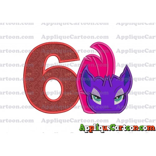My Little Pony Head Applique Embroidery Design Birthday Number 6