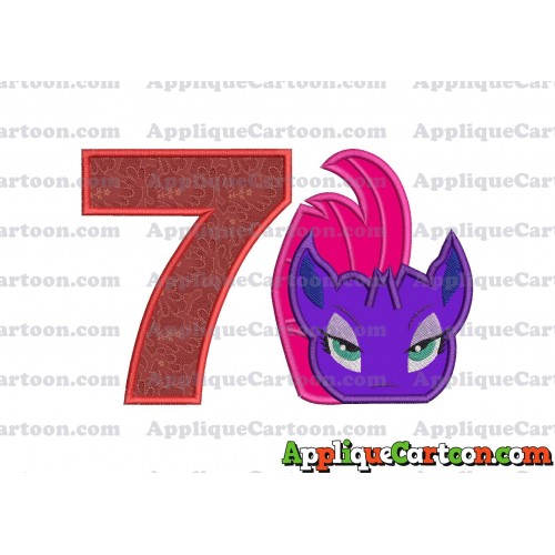 My Little Pony Head Applique Embroidery Design Birthday Number 7