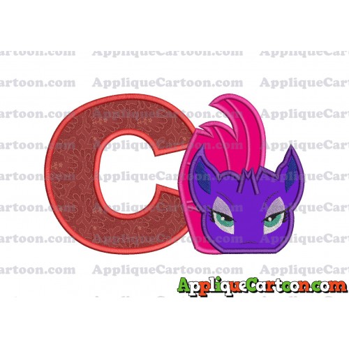 My Little Pony Head Applique Embroidery Design With Alphabet C