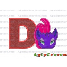 My Little Pony Head Applique Embroidery Design With Alphabet D