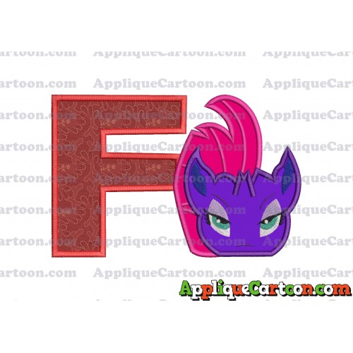 My Little Pony Head Applique Embroidery Design With Alphabet F