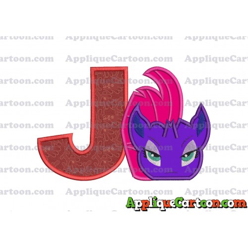 My Little Pony Head Applique Embroidery Design With Alphabet J