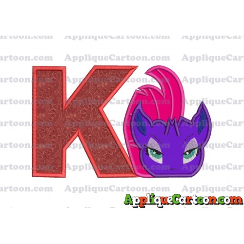 My Little Pony Head Applique Embroidery Design With Alphabet K