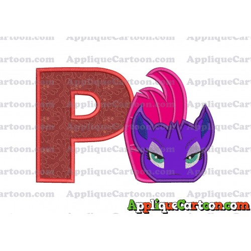 My Little Pony Head Applique Embroidery Design With Alphabet P