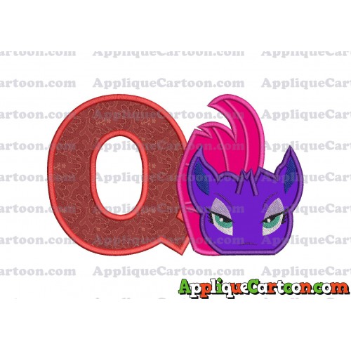 My Little Pony Head Applique Embroidery Design With Alphabet Q