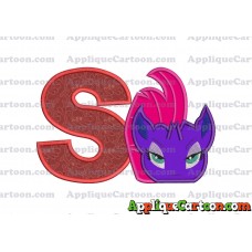 My Little Pony Head Applique Embroidery Design With Alphabet S