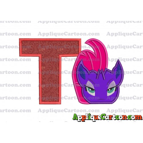 My Little Pony Head Applique Embroidery Design With Alphabet T