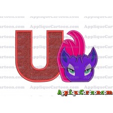 My Little Pony Head Applique Embroidery Design With Alphabet U