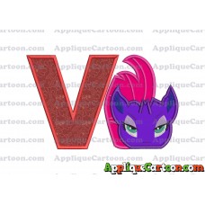 My Little Pony Head Applique Embroidery Design With Alphabet V