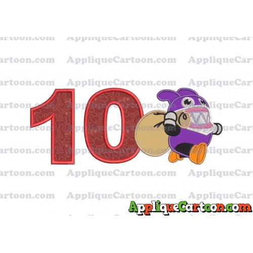 Nabbit Super Mario Applique Embroidery Design Birthday Number 10