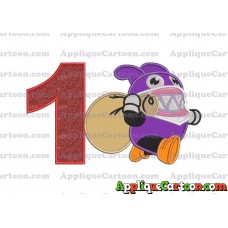 Nabbit Super Mario Applique Embroidery Design Birthday Number 1
