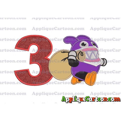 Nabbit Super Mario Applique Embroidery Design Birthday Number 3