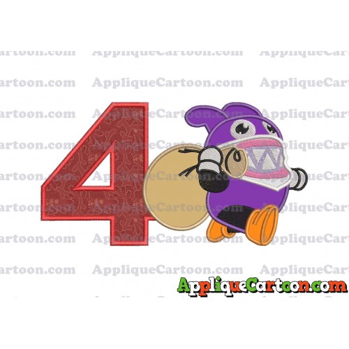 Nabbit Super Mario Applique Embroidery Design Birthday Number 4