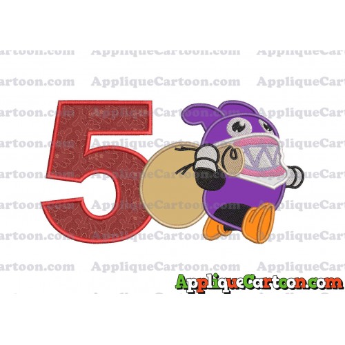Nabbit Super Mario Applique Embroidery Design Birthday Number 5