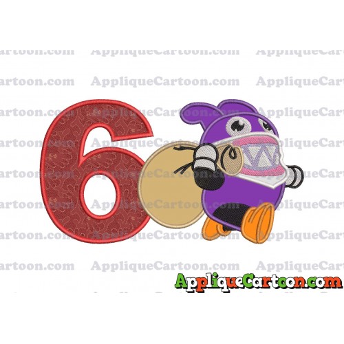 Nabbit Super Mario Applique Embroidery Design Birthday Number 6
