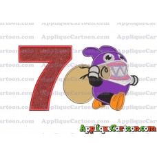 Nabbit Super Mario Applique Embroidery Design Birthday Number 7