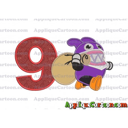 Nabbit Super Mario Applique Embroidery Design Birthday Number 9