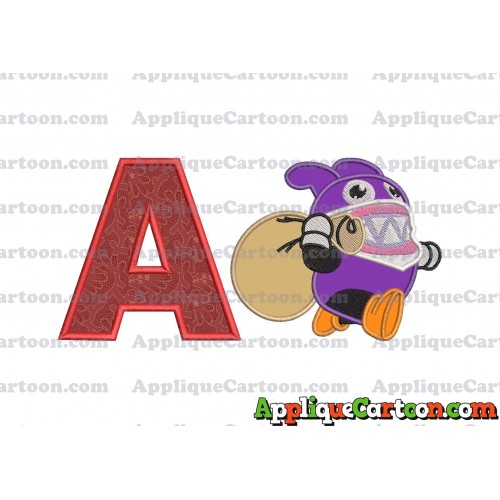 Nabbit Super Mario Applique Embroidery Design With Alphabet A