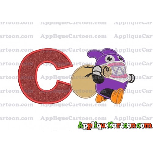 Nabbit Super Mario Applique Embroidery Design With Alphabet C