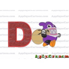 Nabbit Super Mario Applique Embroidery Design With Alphabet D