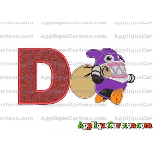 Nabbit Super Mario Applique Embroidery Design With Alphabet D
