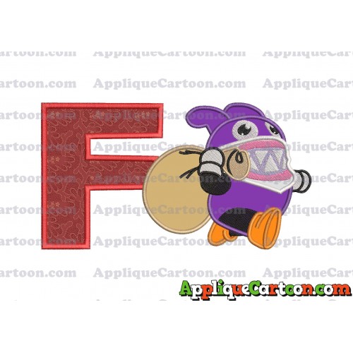 Nabbit Super Mario Applique Embroidery Design With Alphabet F