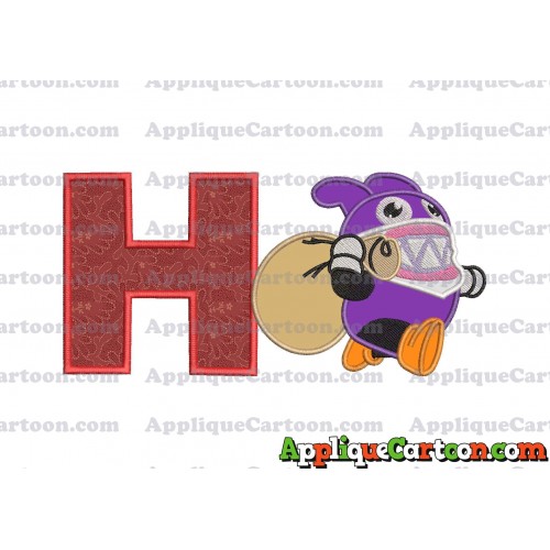 Nabbit Super Mario Applique Embroidery Design With Alphabet H