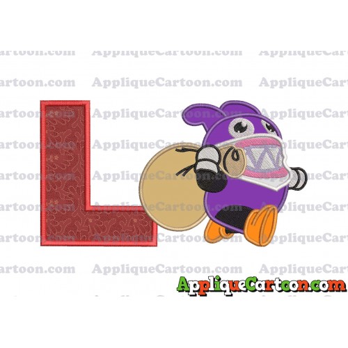 Nabbit Super Mario Applique Embroidery Design With Alphabet L
