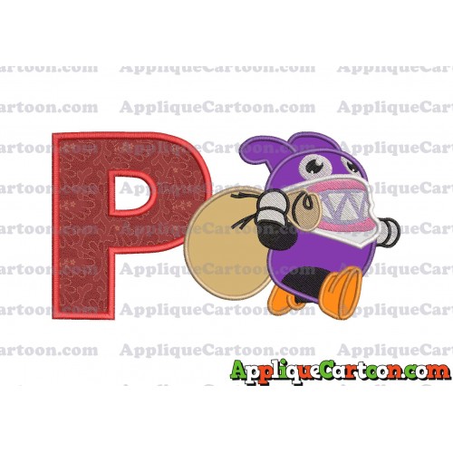 Nabbit Super Mario Applique Embroidery Design With Alphabet P
