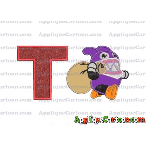 Nabbit Super Mario Applique Embroidery Design With Alphabet T