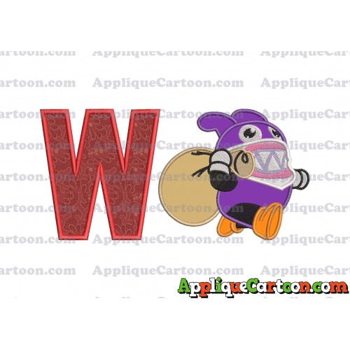 Nabbit Super Mario Applique Embroidery Design With Alphabet W