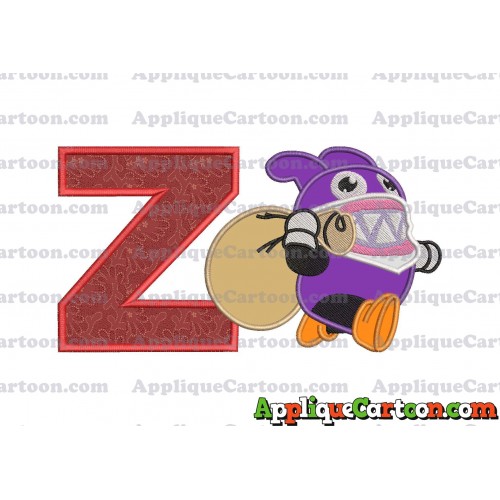 Nabbit Super Mario Applique Embroidery Design With Alphabet Z