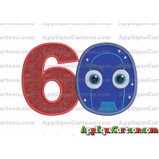 Night Ninja Pj Masks Applique 02 Embroidery Design Birthday Number 6