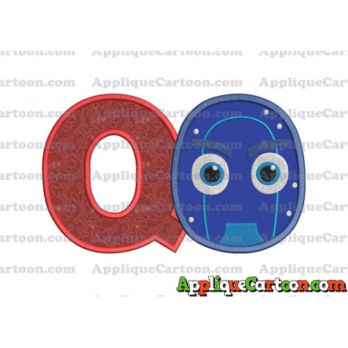 Night Ninja Pj Masks Applique 02 Embroidery Design With Alphabet Q