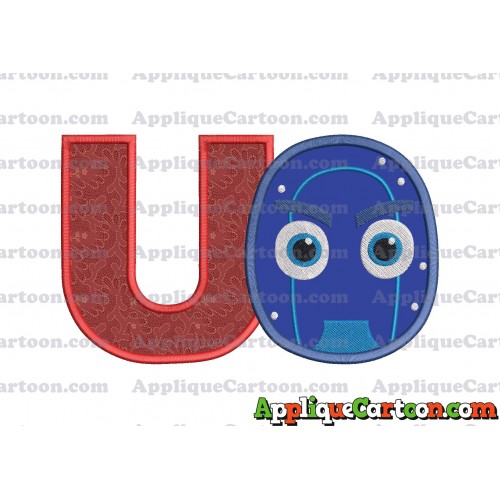 Night Ninja Pj Masks Applique 02 Embroidery Design With Alphabet U