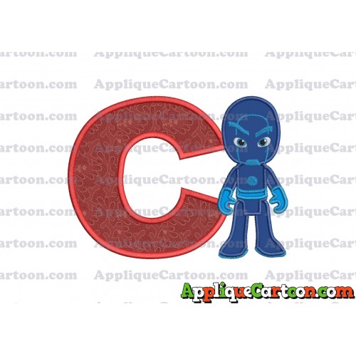 Night Ninja Pj Masks Applique 03 Embroidery Design With Alphabet C