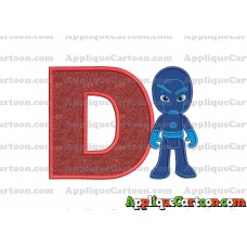 Night Ninja Pj Masks Applique 03 Embroidery Design With Alphabet D
