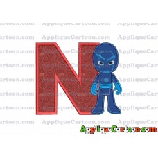 Night Ninja Pj Masks Applique 03 Embroidery Design With Alphabet N
