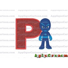 Night Ninja Pj Masks Applique 03 Embroidery Design With Alphabet P