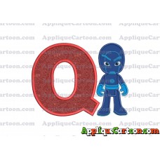 Night Ninja Pj Masks Applique 03 Embroidery Design With Alphabet Q