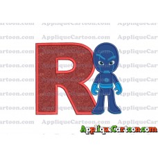 Night Ninja Pj Masks Applique 03 Embroidery Design With Alphabet R